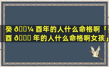 癸 🌼 酉年的人什么命格啊「癸酉 💐 年的人什么命格啊女孩」